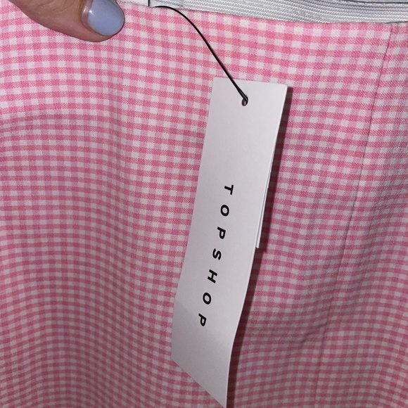 Topshop NWT Pink Gingham Mini Skirt Sz 4 - Picture 6 of 6
